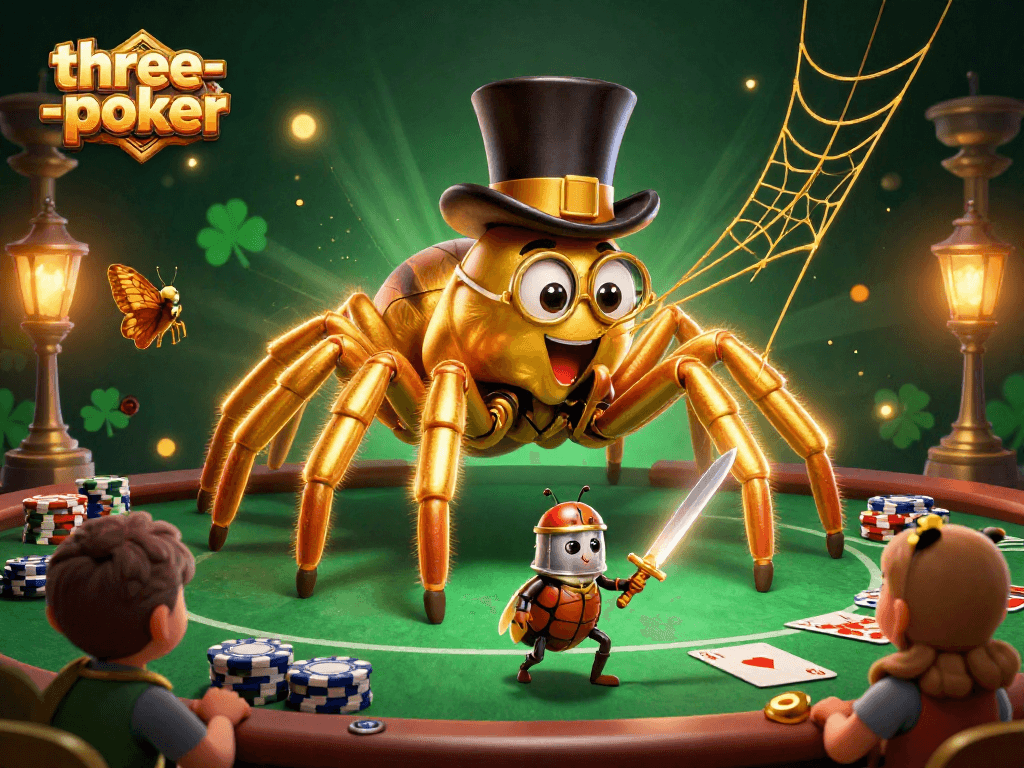 Engage in three-card-poker action with a vibrant scene full of thrilling gaming excitement.