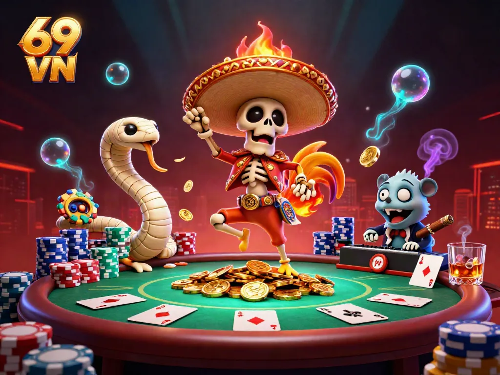 Experience winning thrills with 69 VN, featuring a vibrant casino celebration.