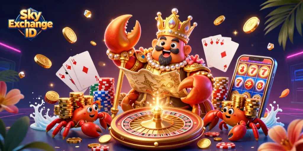Engage in thrilling betting experiences with Sky Exchange ID, surrounded by vibrant casino elements and rich visuals.
