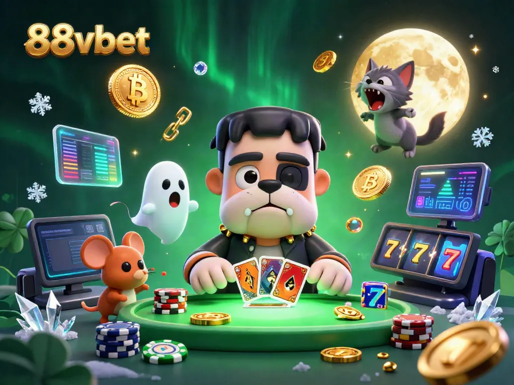 Join the action at 88vbet with unique characters and energetic gaming elements in an immersive casino scene.