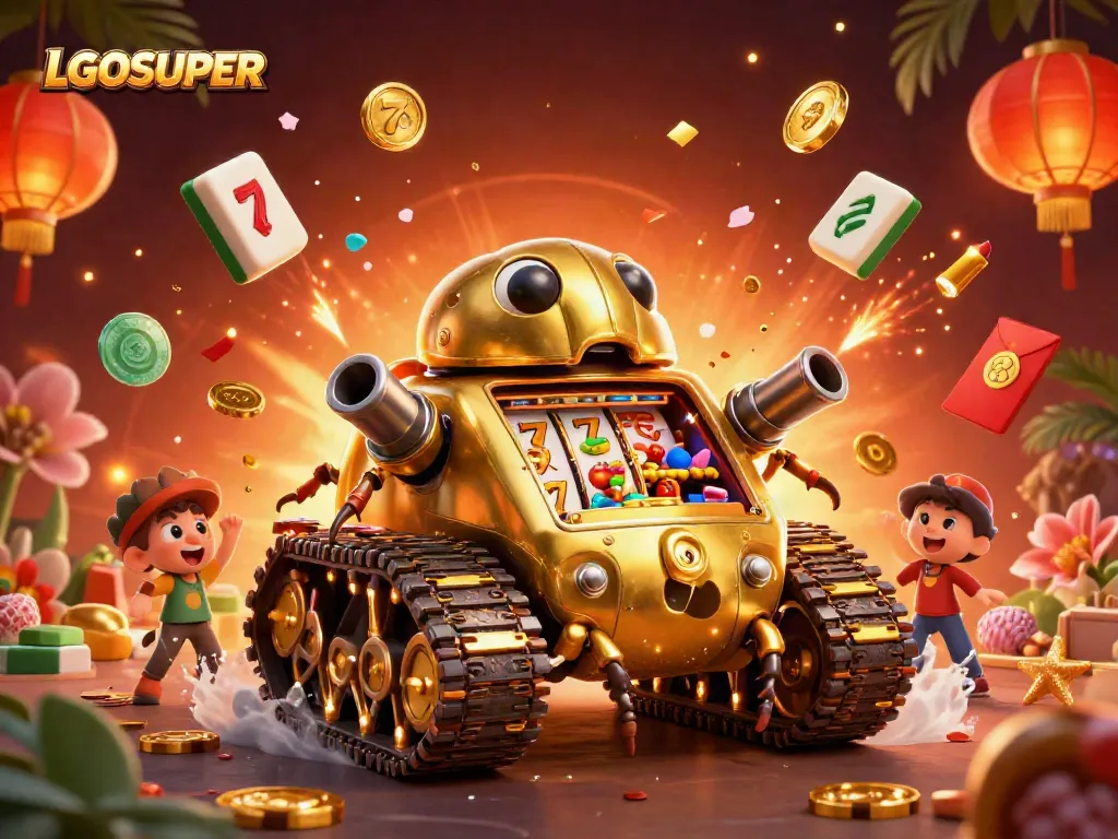 Experience thrilling gameplay at LGOSUPER with vibrant slot machines and a captivating casino scene.