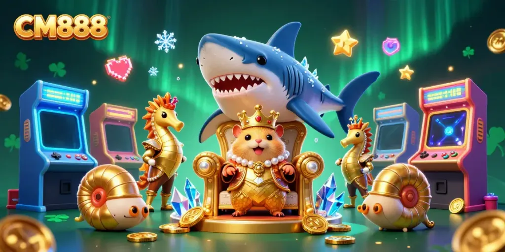 Experience thrilling gameplay with the CM888 adventure featuring a golden hamster king and vibrant casino elements.