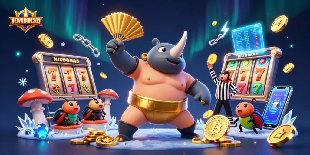 DEWAHOKI303 menghadirkan slot dan jackpots dalam ilustrasi 3D menarik dengan kegembiraan permainan.