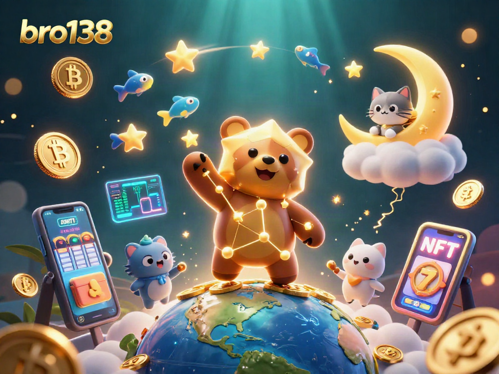 Engage with bro138's vibrant casino world featuring playful characters and dynamic elements.