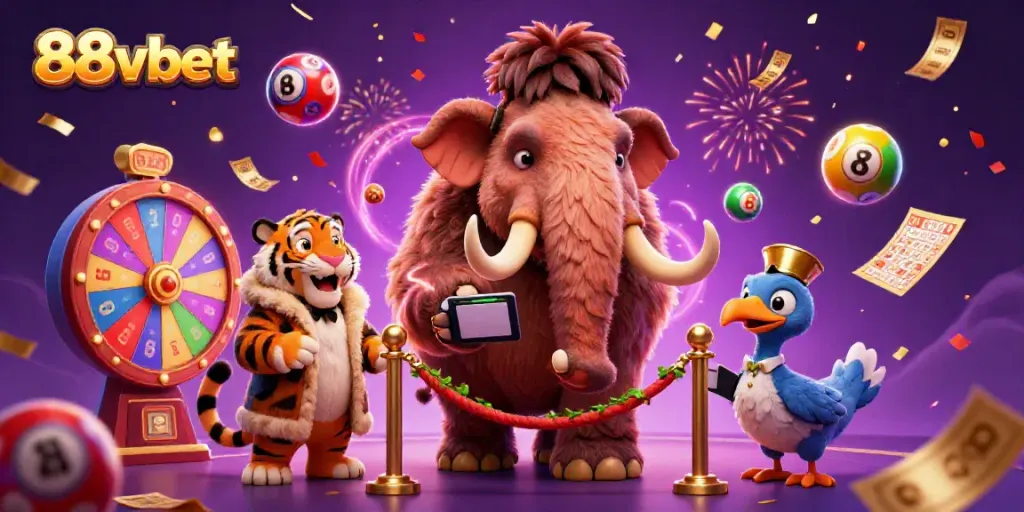 Engage with the vibrant 88vbet casino scene featuring characters like a woolly mammoth bouncer, saber-tooth tiger VIP, and dodo bird doorman.