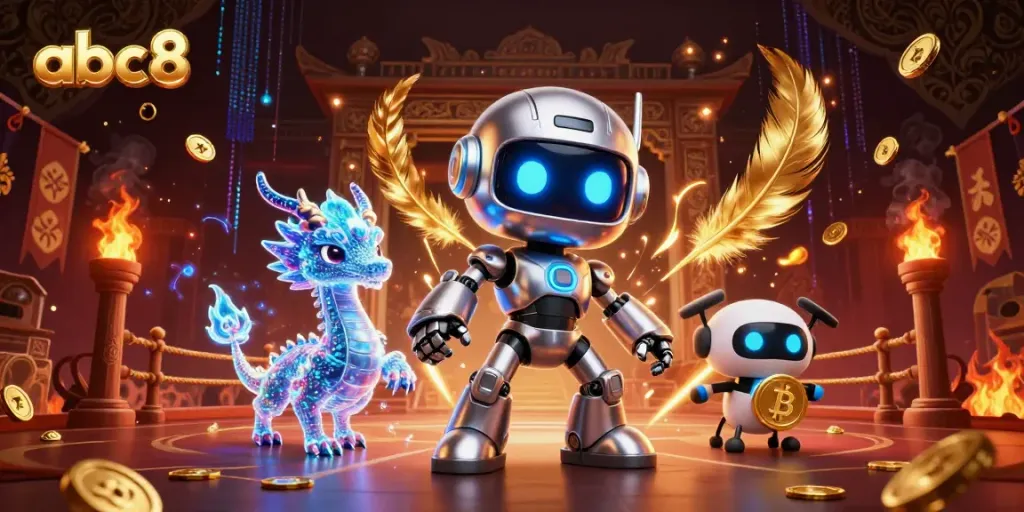 Experience thrilling gameplay with abc8's vibrant casino scene featuring a robot mascot.