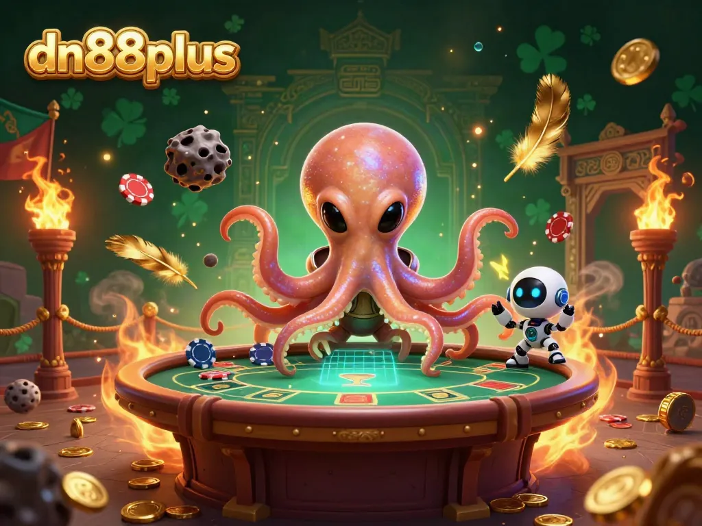 Experience dynamic poker action with dn88plus in this vibrant 3D casino illustration.