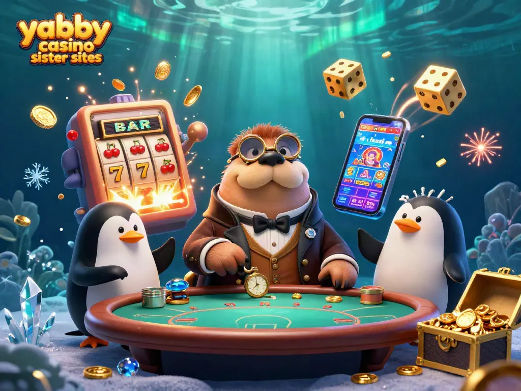 Engage with yabby casino sister sites at this vibrant underwater poker scene featuring a walrus and its dealer friends.