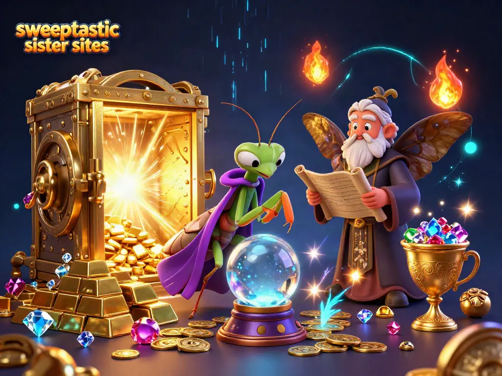 Win big with Sweeptastic sister sites featuring vibrant characters and engaging casino elements