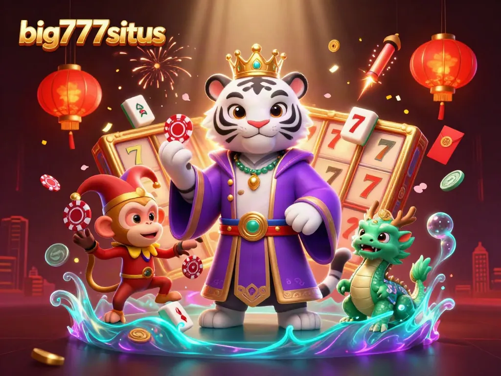 Experience big777situs with vibrant 3D characters and casino elements creating a dynamic scene.