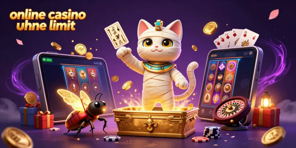 Experience thrilling action in an online casino ohne limit with a Mummy cat and glowing artifacts.