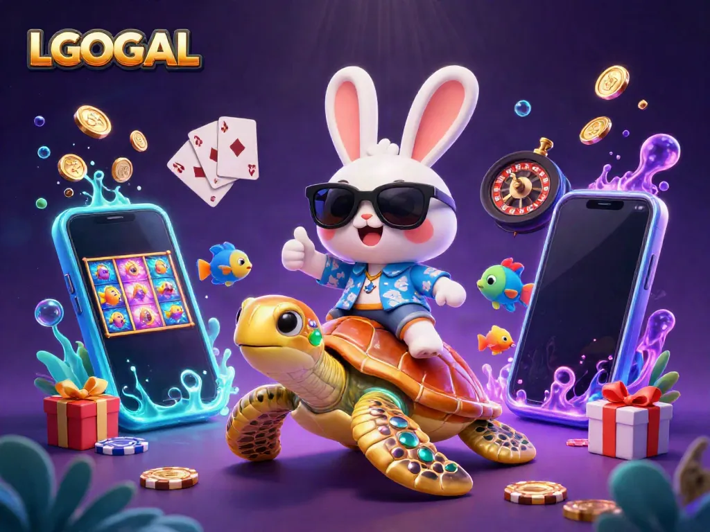 Play slots and win big with LGOGOAL featuring vibrant characters and casino elements in a magical underwater scene.