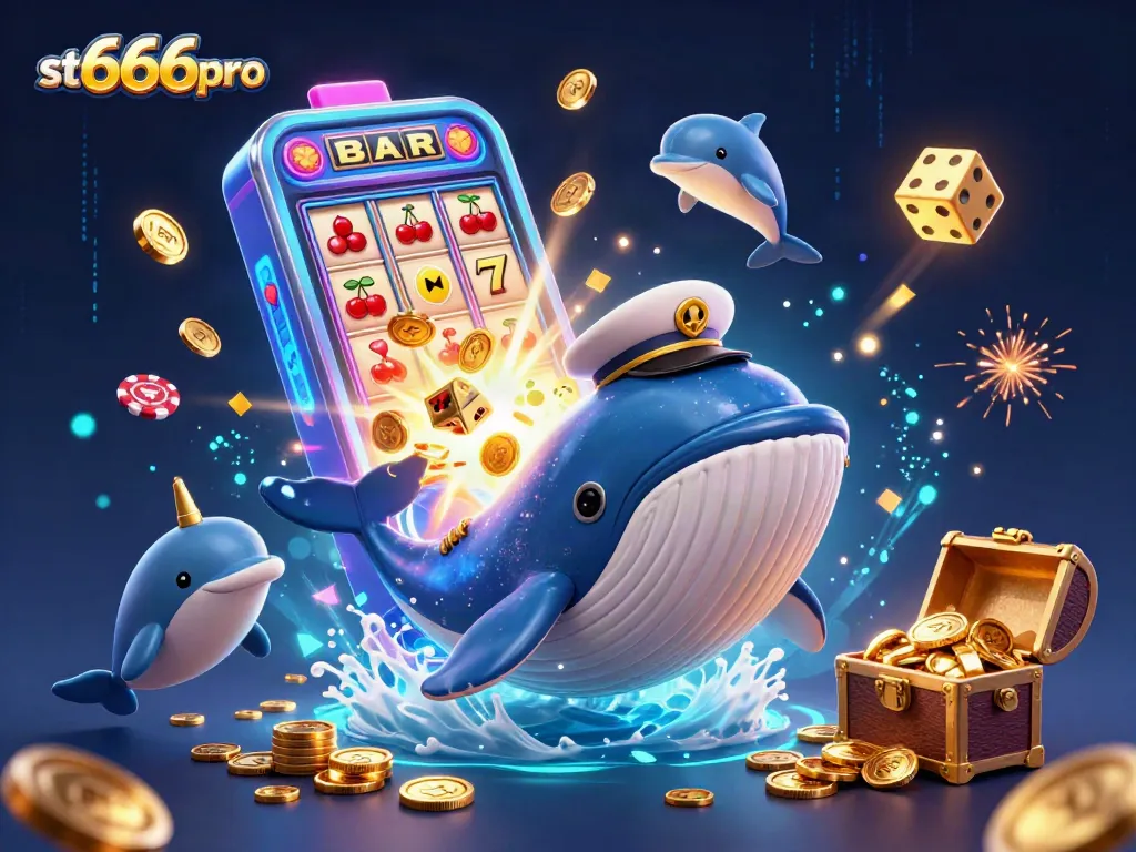 Win big at st666pro with playful dolphins and a captain whale amidst a jackpot explosion