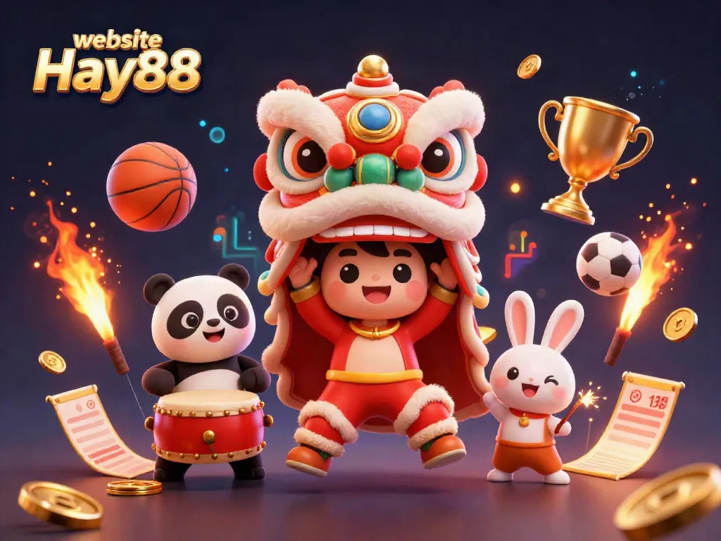 Engage with exciting gameplay on the website Hay88, featuring festive characters and dynamic sports elements.