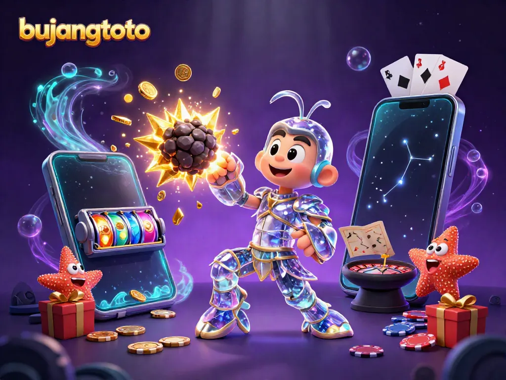 Engage with bujangtoto’s thrilling gameplay featuring a galactic mantis shrimp amidst gold coins.