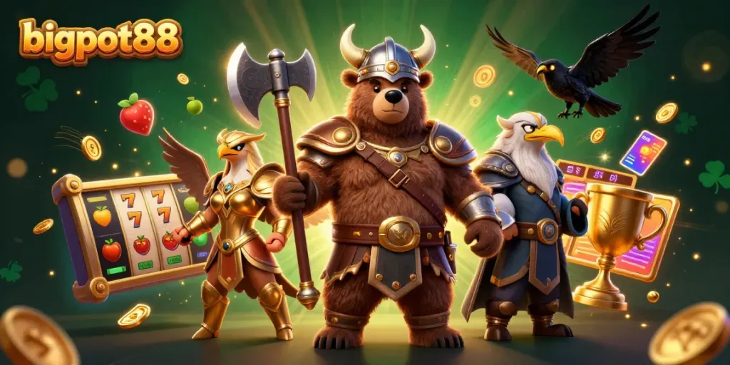Experience the thrill of bigpot88 with dynamic casino elements and colorful 3D characters.