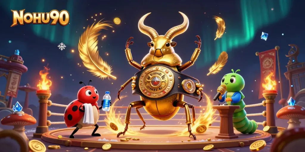 Compete with NOHU90's stunning casino 3D illustration featuring vibrant characters and dynamic gambling elements.