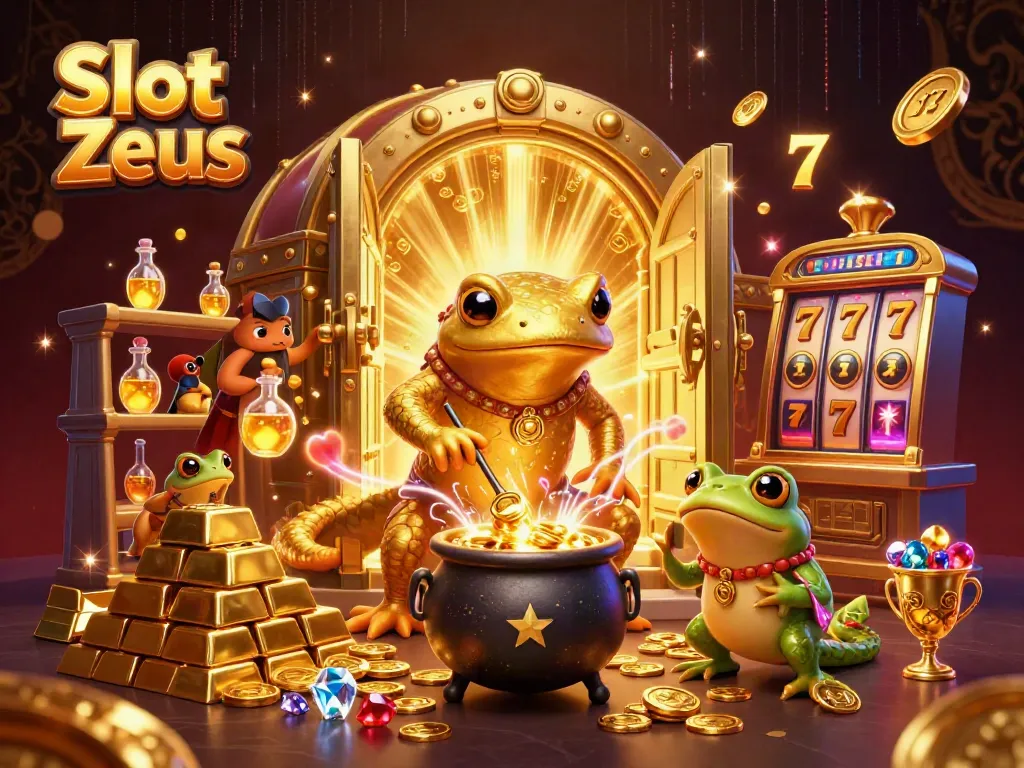 Permainan Slot Zeus yang menarik dengan salamander emas dan elemen kasino.