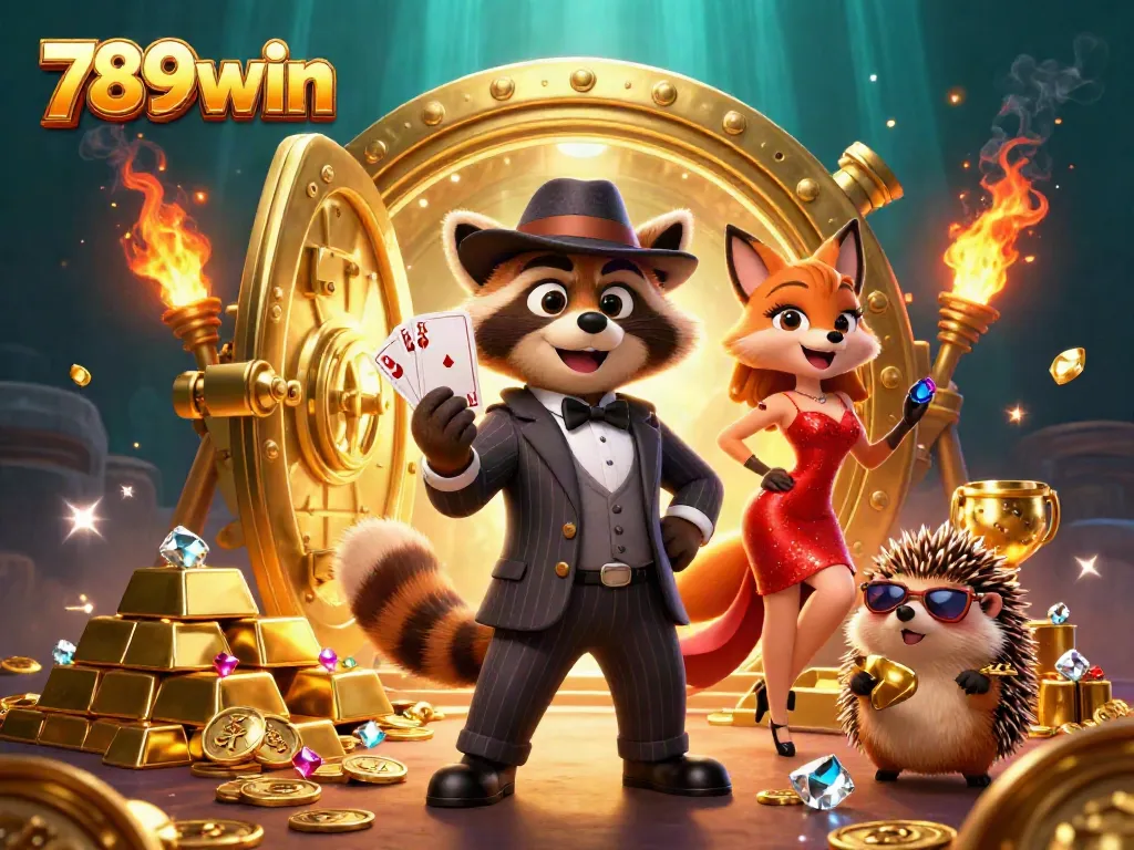 Experience the thrill of 789win with vibrant characters and glamorous casino elements bursting with excitement.