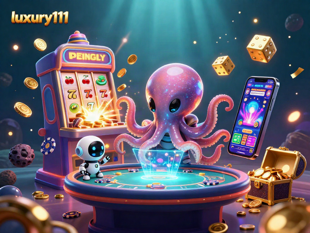 Experience thrilling gaming with luxury111 featuring an alien octopus at a holographic poker table.