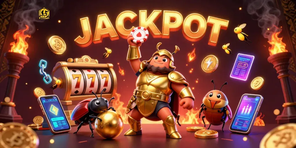 Experience the thrill of fabet in a vibrant jackpot scene with playful characters and dynamic casino elements.