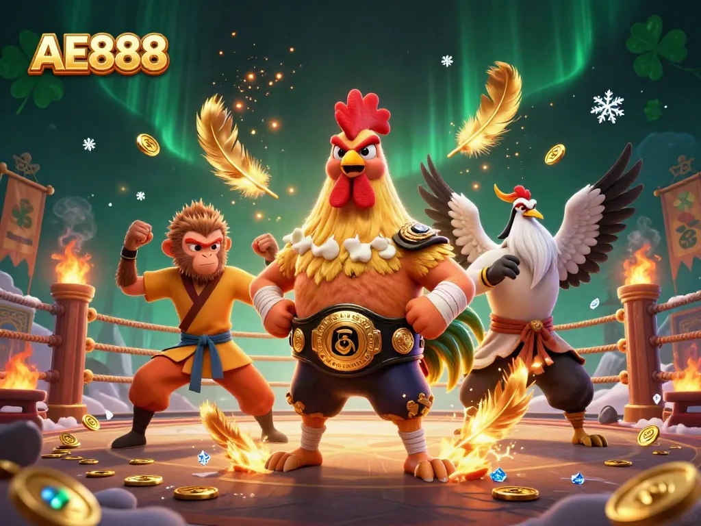 Experience thrilling action with AE888 in a vibrant, cartoon-styled 3D casino scene