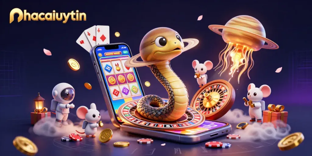 Experience thrilling bets with nhacaiuytin's dynamic casino scene featuring cosmic characters and engaging game elements