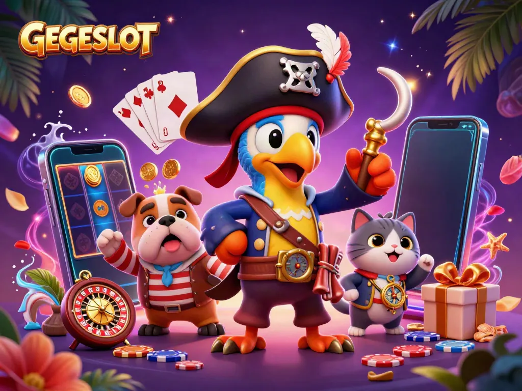Engage with GEGESLOT's captivating casino experience featuring colorful slots and dynamic characters.
