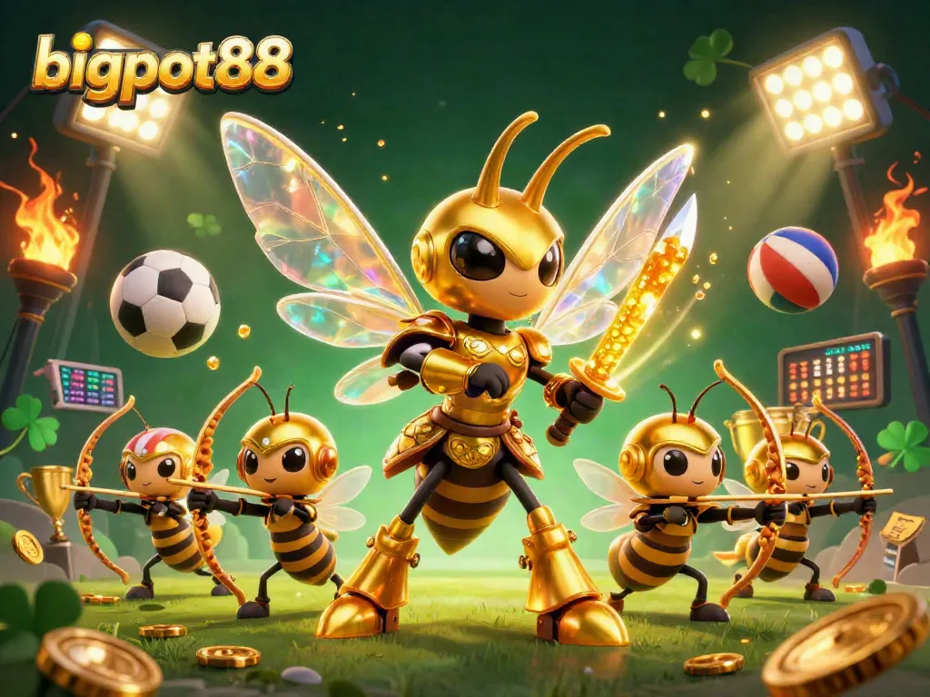 Permainan besar bigpot88 dengan karakter menarik dalam ilustrasi kasino yang dinamis.