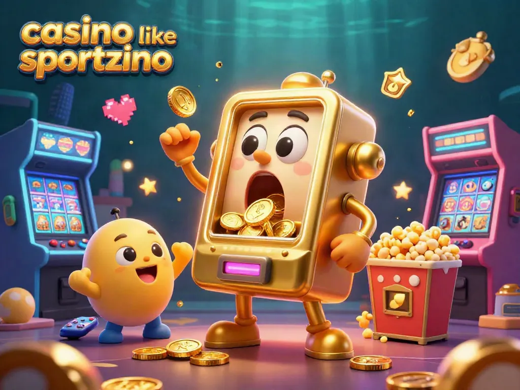 Celebrate wins at a casino like Sportzino with vibrant slot machines and gold coins.