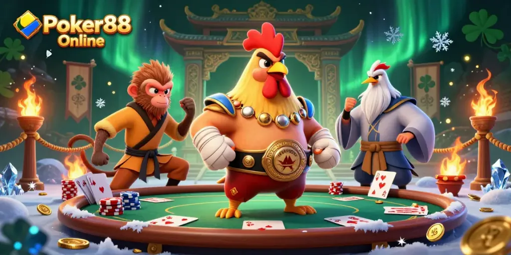 Experience Poker88 Online with strategic gameplay featuring poker tables and vibrant characters in action.