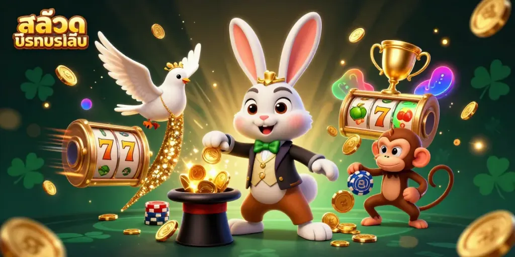 เล่นสล็อตทดลองเล่นสนุกสนานด้วย rabbit และ monkey สนับสนุนสร้างโชคลาภ