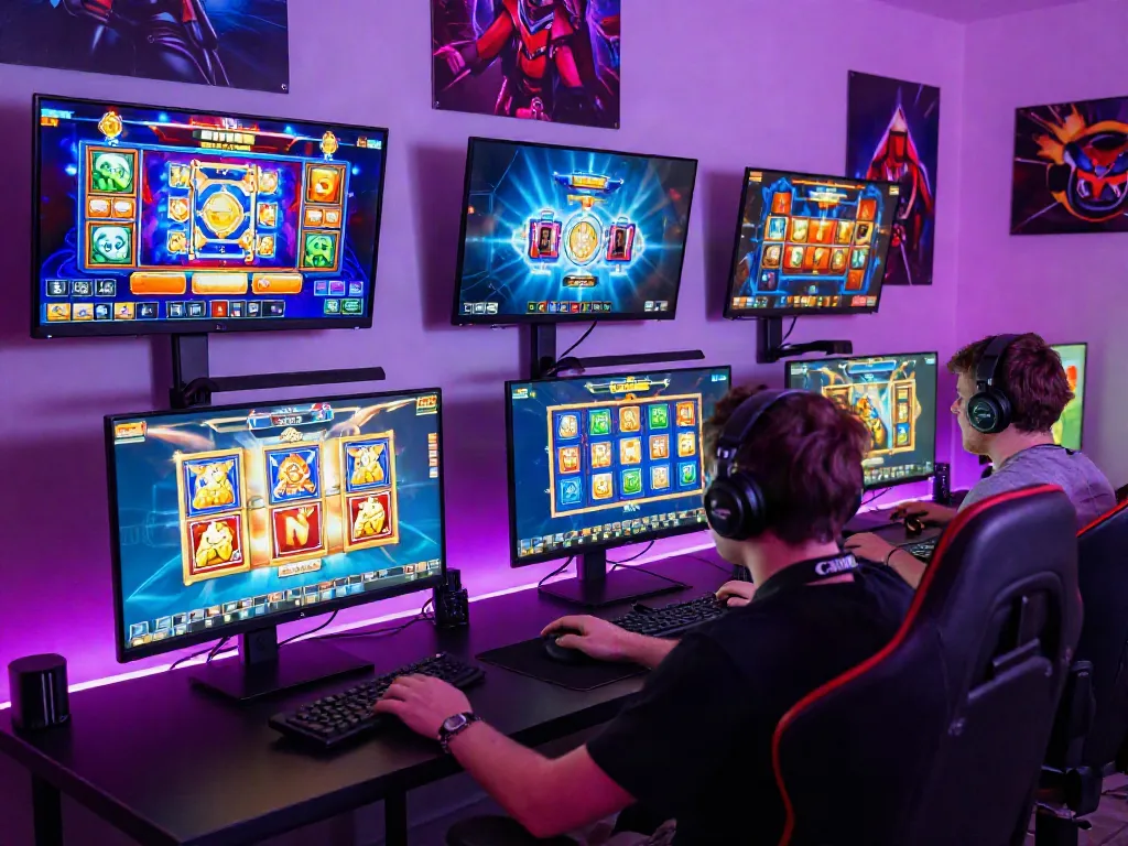Enthusiastic player enjoying a slot demo experience with various slot games visible, highlighting slot resmi.