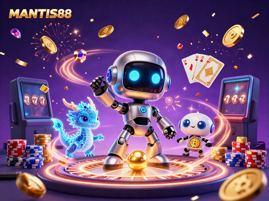 MANTIS88 transforms gaming excitement with vibrant casino elements and engaging characters.