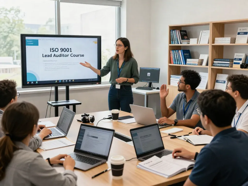 ISO 9001 Lead Auditor Course participants engaged in interactive training, enhancing auditing skills.
