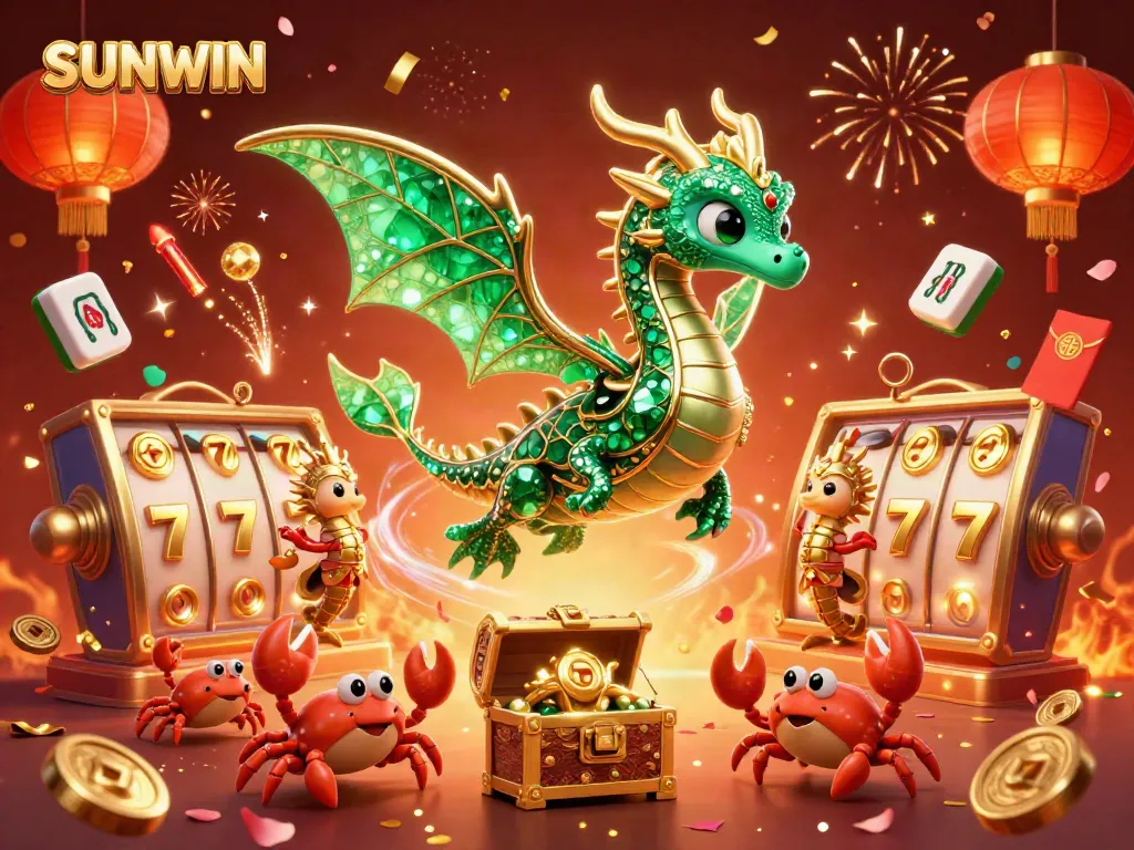 Experience the excitement of SUNWIN with captivating treasure-themed 3D casino illustration.