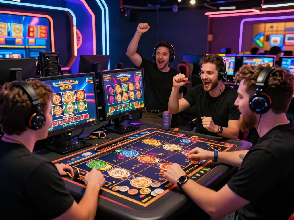 Pengalaman bermain slot online di badak168 dengan grafis cerah dan suasana yang ramai.