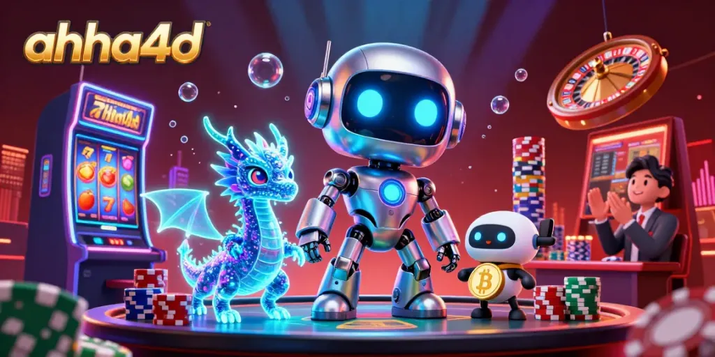 Win big with ahha4d at a vibrant casino filled with slot machines and poker chips.